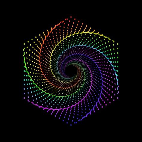 Premium Vector Colorful Dotted Hexagonal Spiral Vortex On A Black