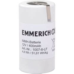 Emmerich 1007 6 LF NiMH 12V 400mAh 10 Cell Rechargeable Battery Pack