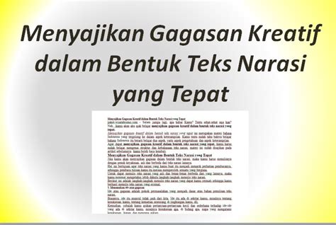 Menyajikan Gagasan Kreatif Dalam Bentuk Teks Narasi Yang Tepat