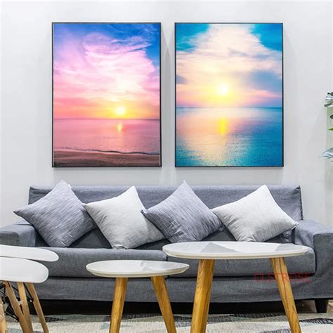 Deniz Manzaras Nordic Poster Modern Okyanus Sunset Do Al Sahne