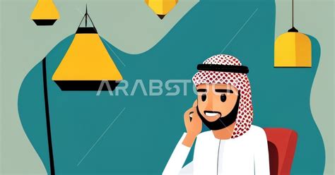 رسم ثلاثي الأبعاد لرجل عربي خليجي سعودي يرتدي الشماغ و الثوب السعودي