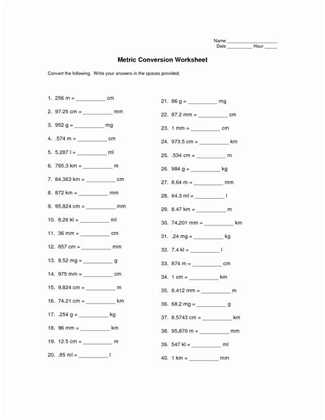 Metrics And Measurement Worksheet