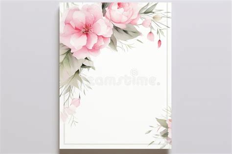 Blank Floral Wedding Card On White Generative Ai Stock Illustration