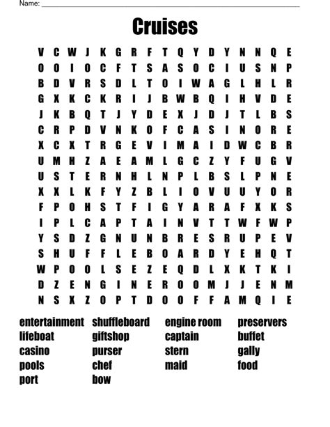 Cruises Word Search Wordmint