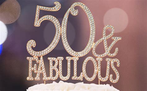 50 Cake Topper Premium Rose Gold Metal 50 And Fabulous