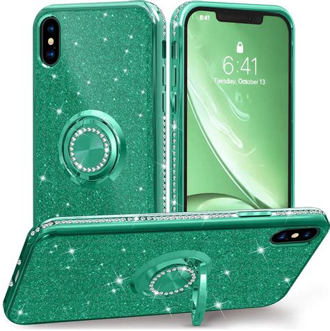 Chezeal Compatible With Iphone X Case Glitter 58 Inchiphone Xs Case With Ring