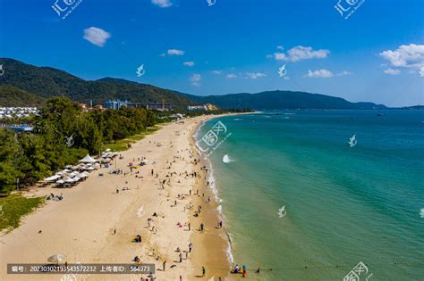 航拍海南三亚亚龙湾热带海滨海洋海岛自然风景摄影素材汇图网