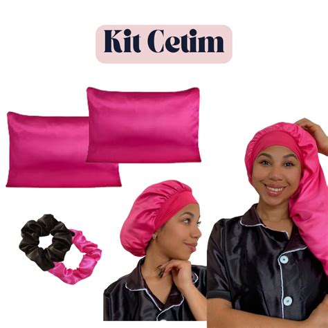 Kit Touca Toca De Cetim Seda Faixa Fronha De Cetim Scrunchie Xuxa