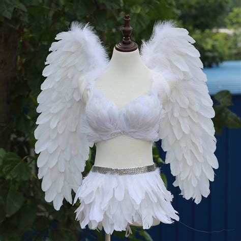 Party Costume Feather White Or Black Wings Angel Feather Wings For