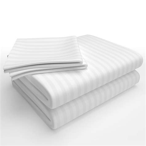 White Satin Double Bed Sheet Hotelinen Textiles