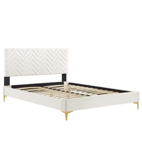 Modway Leah Chevron Tufted Performance Velvet King Platform Bed In