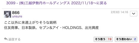 No28617 どうでしょう？金曜日のウレウレ 株三越伊勢丹ホールディングス【3099】の掲示板 20221118〜2023