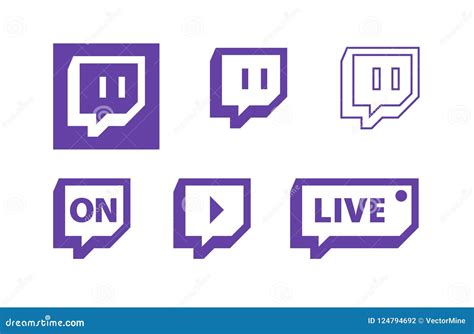 Twitch Live Gaming Video Broadcasting Symbols Flat Vector Icon Design