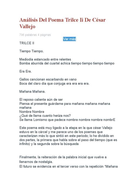 Análisis Del Poema Trilce Ii De César Vallejo Y Covid 19 Pdf