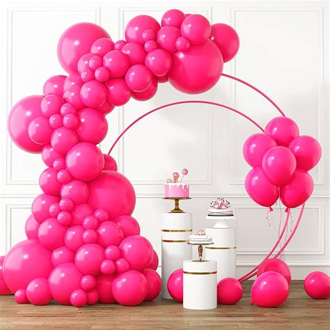 Amazon RUBFAC Hot Pink Balloons Different Sizes 105pcs 5 10 12 18