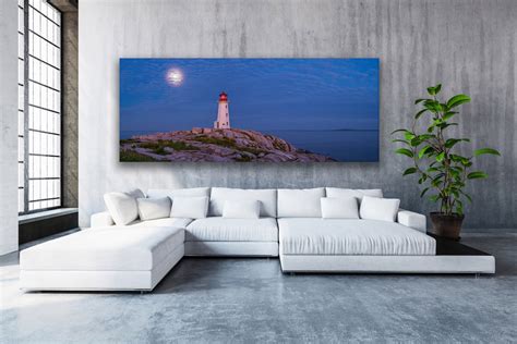 Peggy S Cove Lighthouse With Setting Moon Fine Art Photo Photos By