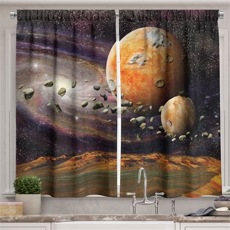 Ambesonne Galaxy Kitchen Curtains Universe Space Planets X