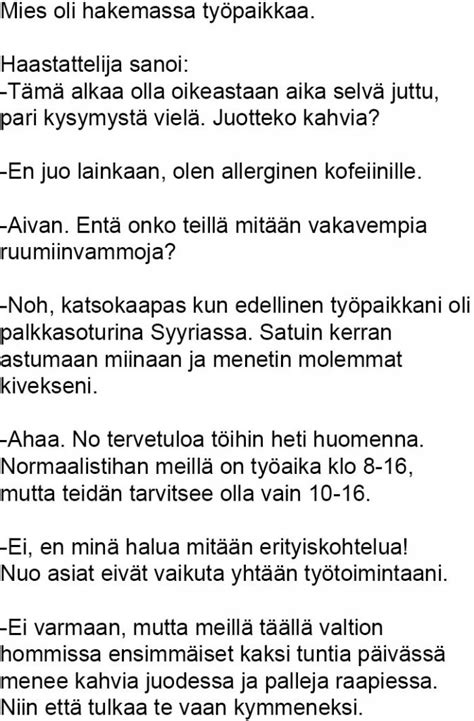 Mies haki töitä valtion virastosta