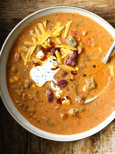 Creamy Beef Taco Soup Serving Dumplings