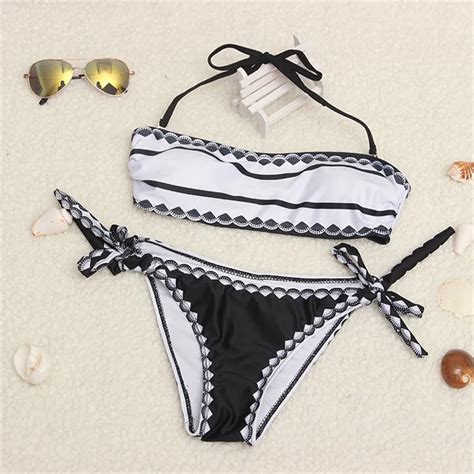 Retro Bathing Suit Sexy Women Swimsuit Halter Top Bikini Set Beach