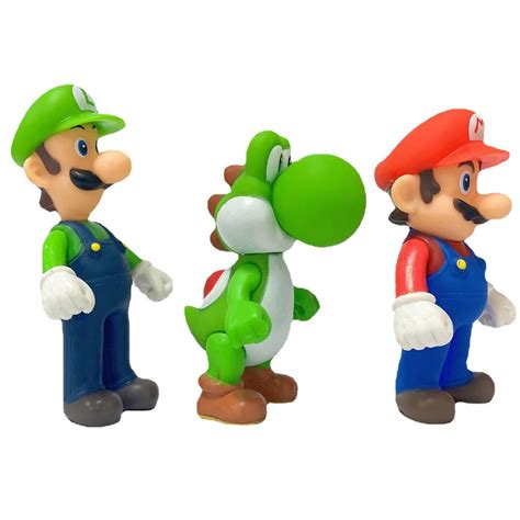 Super Mario Bros Pvc Action Figure Toys Dolls Model Set Luigi Yoshi