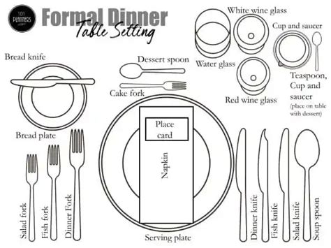 The Formal Dinner Table Setting Is Shown With Place Settings And