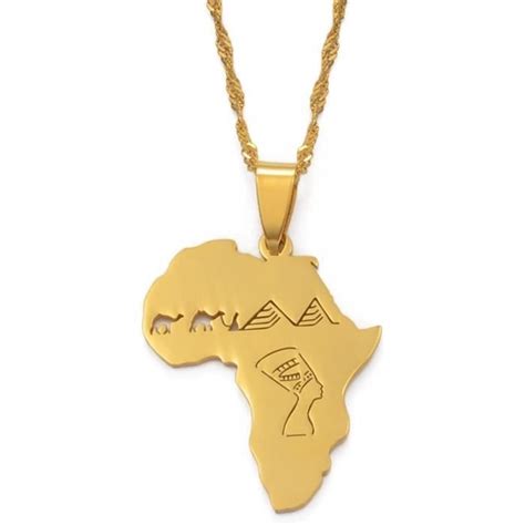 Carte De Lafrique Reine Pendentif Colliers Charme Pays Africain