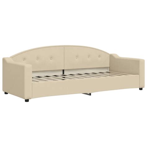 vidaXL Sofa z funkcją spania kremowa 80x200 cm obita tkaniną