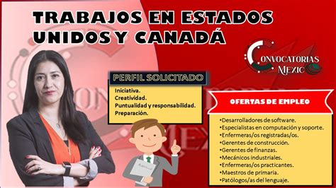 Trabajos en Estados Unidos y Canadá 2023 2024 diciembre 2024