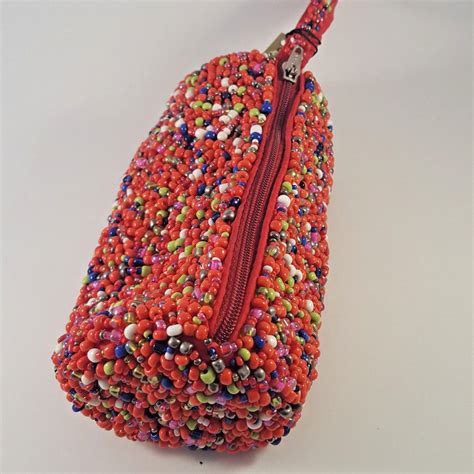 Beaded Clutch Bags Evening Bag Colorful Beads Round Barrel Shape Fruity Pebbles