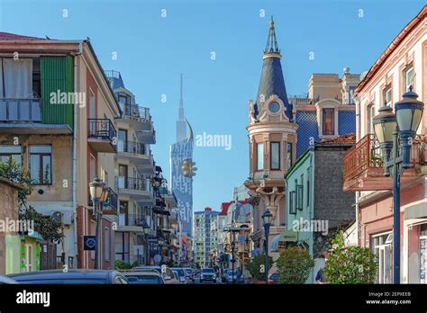 Street In The Old City Center Of Densely Crowded With Cars And