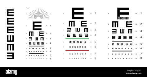 Set Of E Chart Eye Test Chart Tumbling Medical Illustration Line