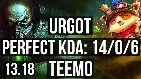 Urgot Vs Teemo Top 14 0 6 Legendary 1 7m Mastery 400 Games Kr