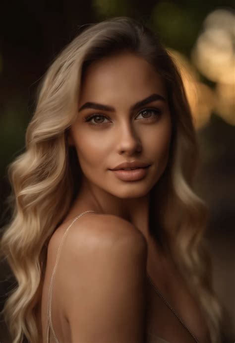 A Woman With Long Blonde Hair And A White Dress Posing For A Picture