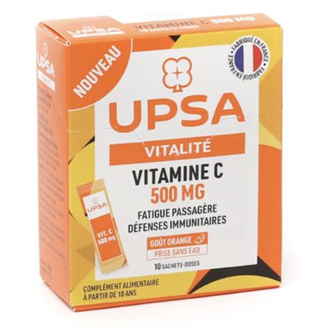 Upsa Vitalité Vitamine C 10 Sachets Boost Énergie Et Immunité