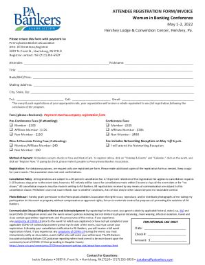 Fillable Online Attendee Registration Form Pa Bankers Fax