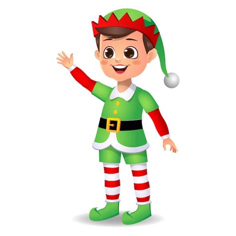 Premium Vector Happy Cute Boy Kid Wearing Elf Dress