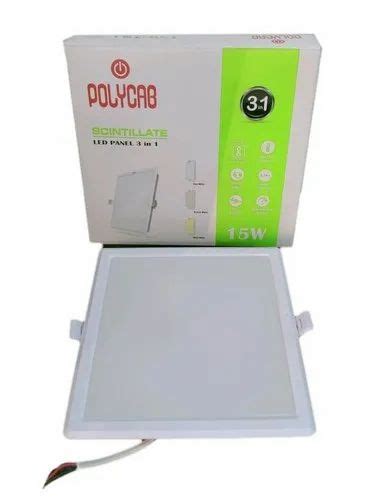 Sqaure Pure White Polycab 3 In 1 Scintillate LED Square Panel Light