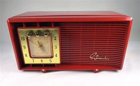 Restored Vintage Sylvania 5484 Antique Tube Clock Radio Ravishing Red