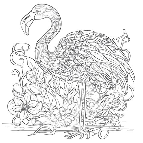 Tropical Flamingo Coloring Page Coloring Pages Mimi Panda