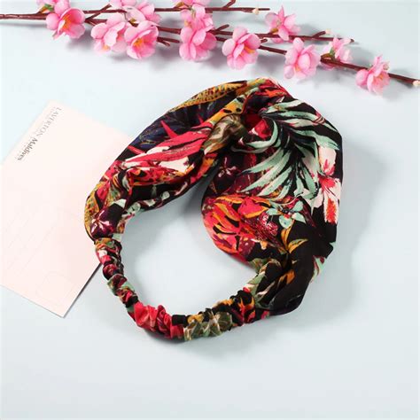 Summer Bohemian Hair Band Print Headbands Retro Cross Turban Headwear