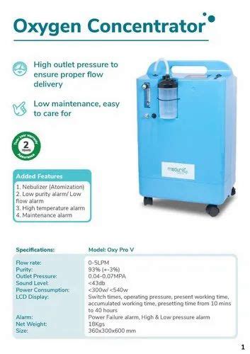 Medura Oxygen Concentrator Ltr Capacity Litre Per Minute Lpm At