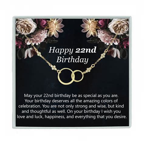 Happy 22nd Birthday Golden Twenty Two Birthday T Necklace Etsy