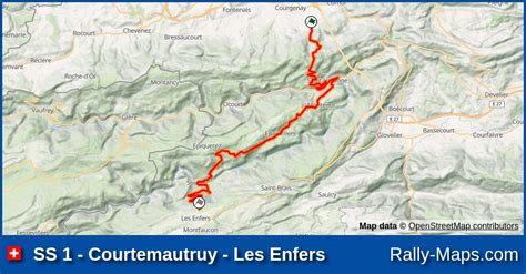 SS 1 Courtemautruy Les Enfers stage map Critérium Jurassien 2023