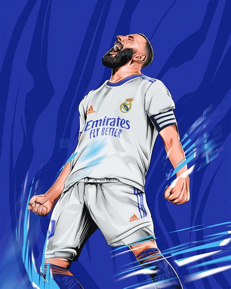 Karim Benzema Illustration Real Madrid Football Real Madrid