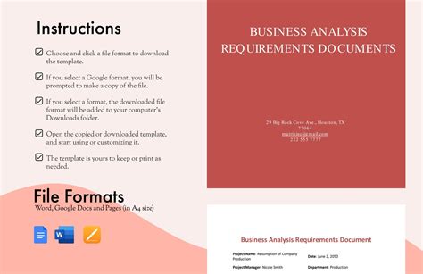 Business Analysis Requirements Document Template in Google Docs, Word ...