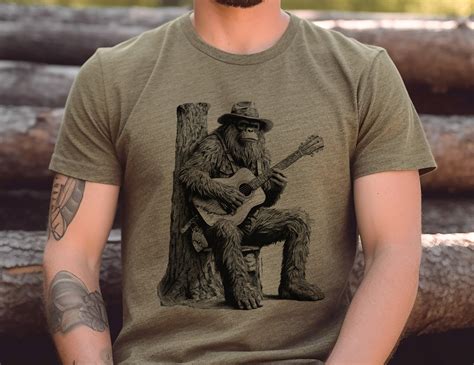 Bigfoot Guitar Shirt Gift For Outdoor Lover Sasquatch Shirts Hiking