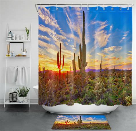 Elevate Your Bathroom Decor With Desert Inspired Cactus Sunset Shower