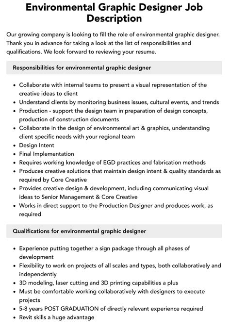 Environmental Graphic Designer Job Description Velvet Jobs