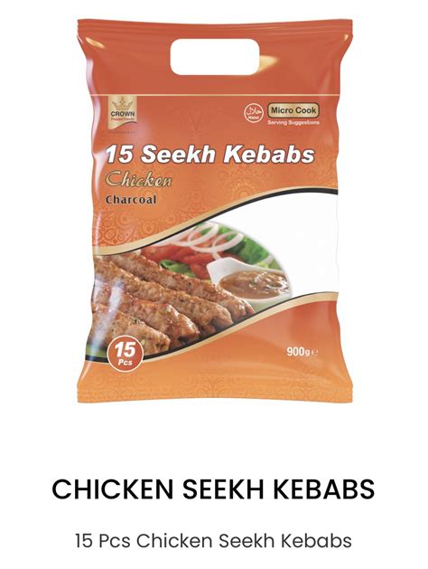 Crown 15 Pcs Chicken Seekh Kebabs 900g ZakiAsianFoods